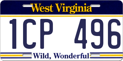 WV license plate 1CP496