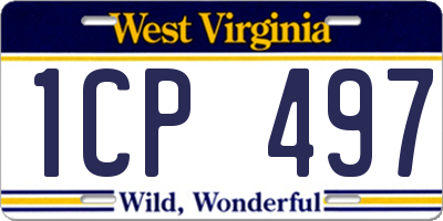 WV license plate 1CP497