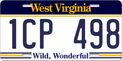 WV license plate 1CP498