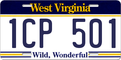 WV license plate 1CP501