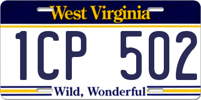 WV license plate 1CP502