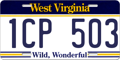 WV license plate 1CP503
