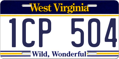 WV license plate 1CP504