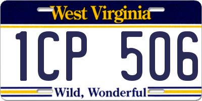 WV license plate 1CP506