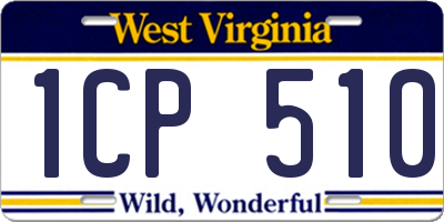WV license plate 1CP510