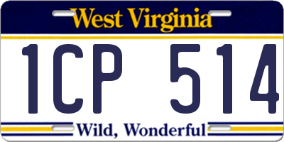 WV license plate 1CP514