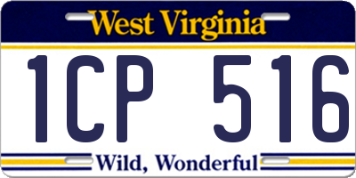 WV license plate 1CP516