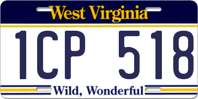 WV license plate 1CP518