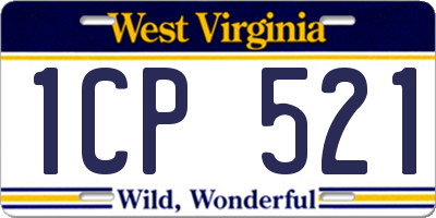 WV license plate 1CP521