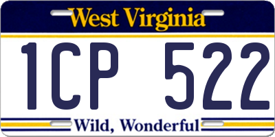 WV license plate 1CP522