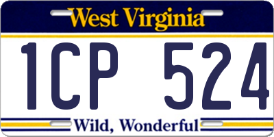 WV license plate 1CP524