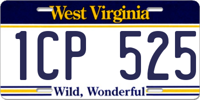 WV license plate 1CP525