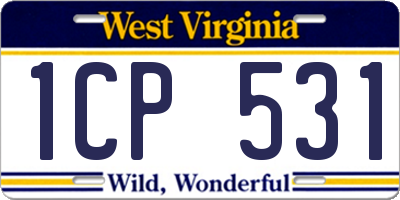 WV license plate 1CP531