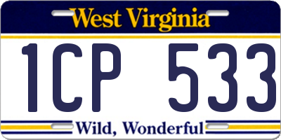 WV license plate 1CP533