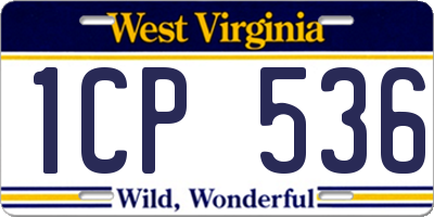 WV license plate 1CP536