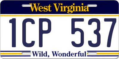 WV license plate 1CP537