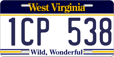 WV license plate 1CP538
