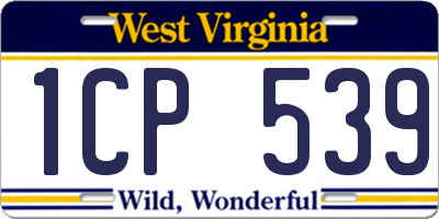 WV license plate 1CP539