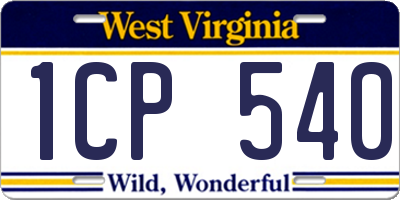 WV license plate 1CP540