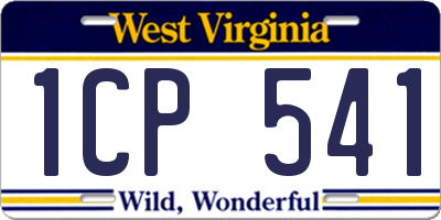 WV license plate 1CP541