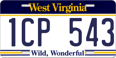 WV license plate 1CP543