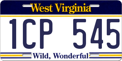 WV license plate 1CP545