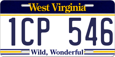 WV license plate 1CP546