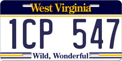 WV license plate 1CP547
