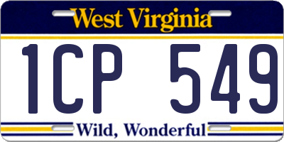 WV license plate 1CP549