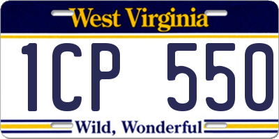 WV license plate 1CP550