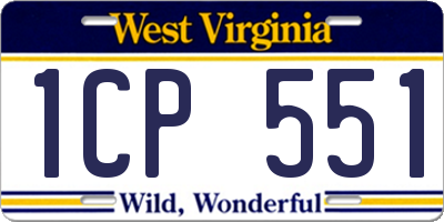 WV license plate 1CP551