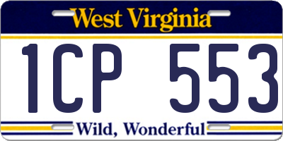 WV license plate 1CP553