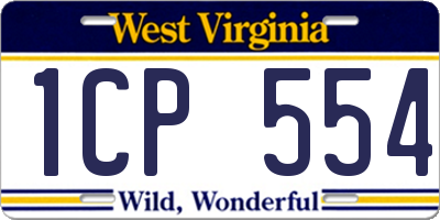 WV license plate 1CP554