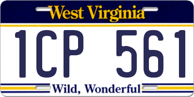 WV license plate 1CP561
