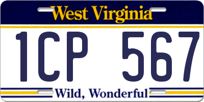 WV license plate 1CP567