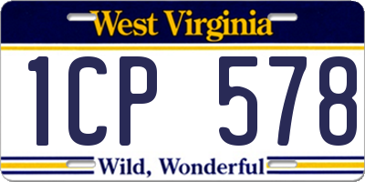 WV license plate 1CP578