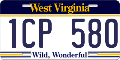 WV license plate 1CP580