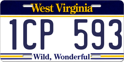 WV license plate 1CP593