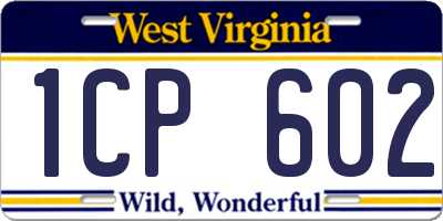 WV license plate 1CP602