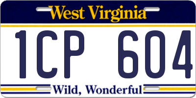 WV license plate 1CP604