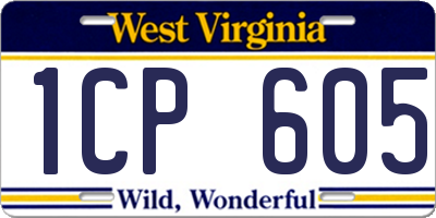 WV license plate 1CP605