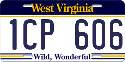 WV license plate 1CP606