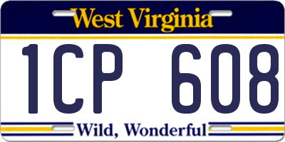 WV license plate 1CP608
