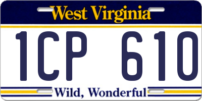 WV license plate 1CP610