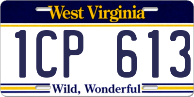 WV license plate 1CP613