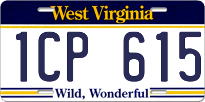 WV license plate 1CP615