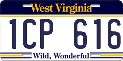 WV license plate 1CP616