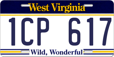 WV license plate 1CP617