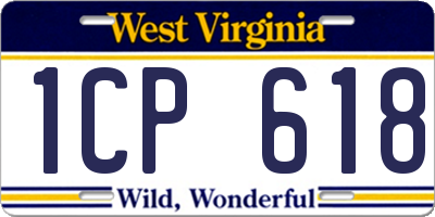 WV license plate 1CP618