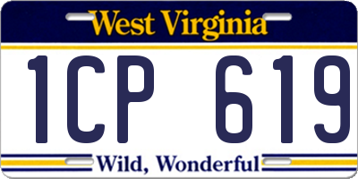 WV license plate 1CP619